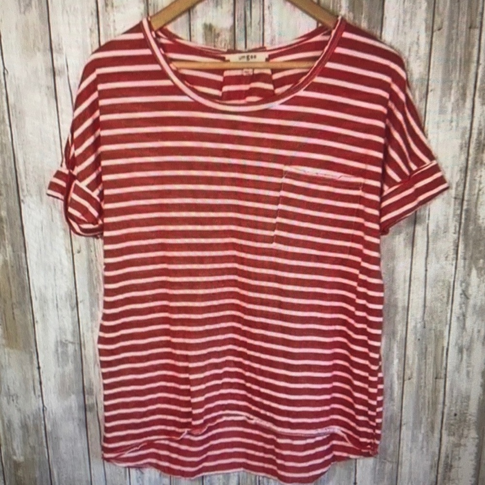 Striped high low tee